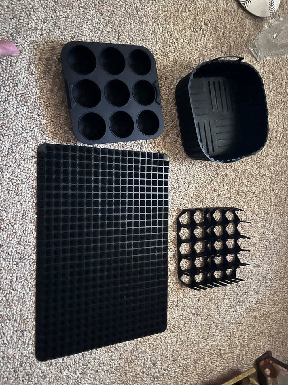 Black Silicone Baking Tray Set - Muffin, Grid, and Divider Inserts